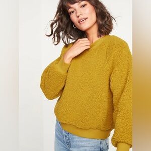 Old Navy Loose Cozy‎ Sherpa Sweatshirt Womens size XL Yellow